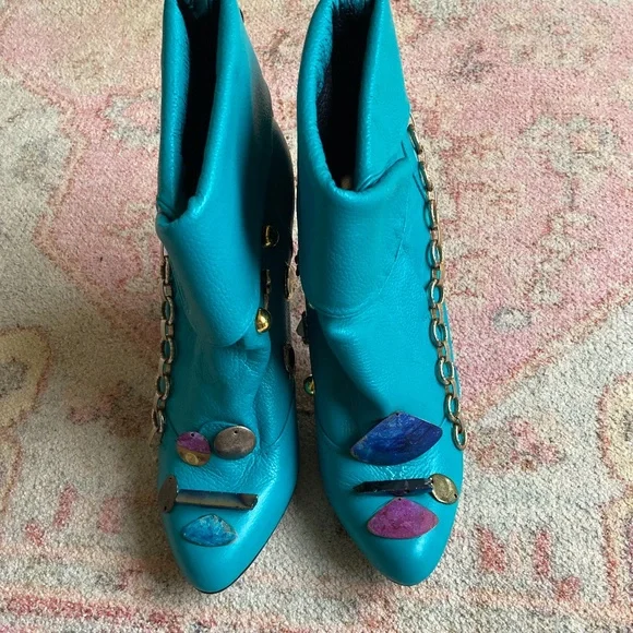 Customed Teal Precious Metals Booties